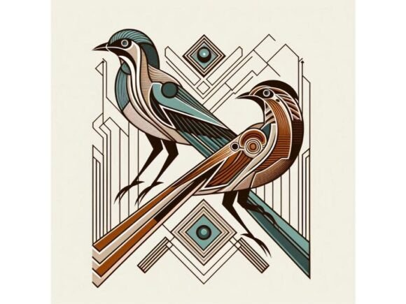 Birds as Part of a Decorative Art Deco Design