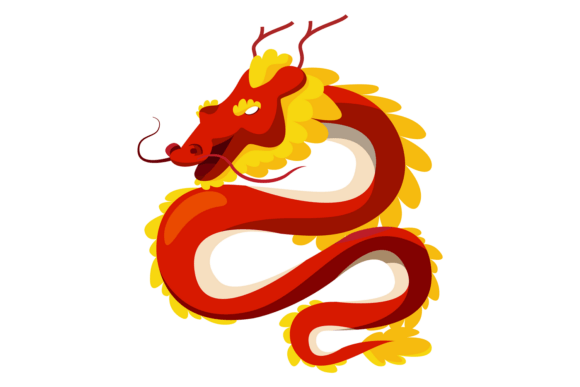 Chinese Dragon. Red Decorative Monster C