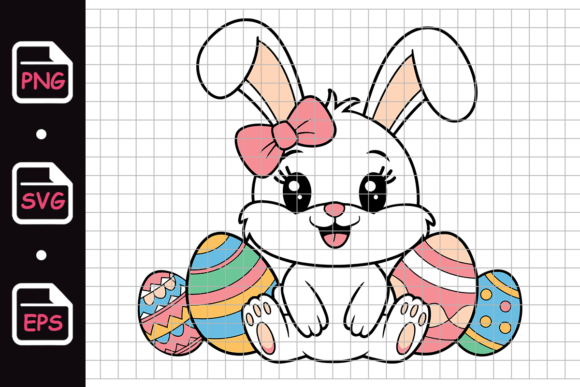 Cute Easter Bunny with Decorative Eggs