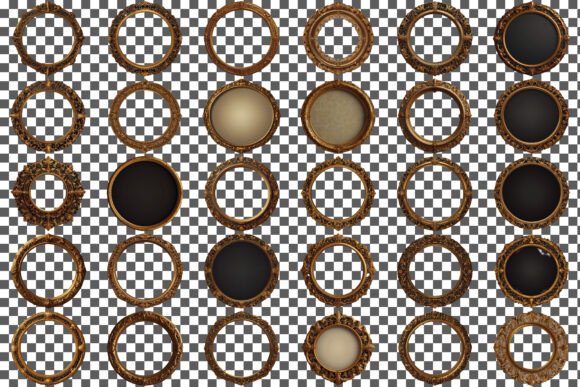 Decorative Circular Empty Golden Frame