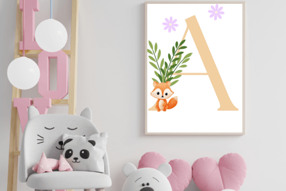 Decorative Letter A with Animal Wall Art: Adorable Nursery Decor for a Playful Space