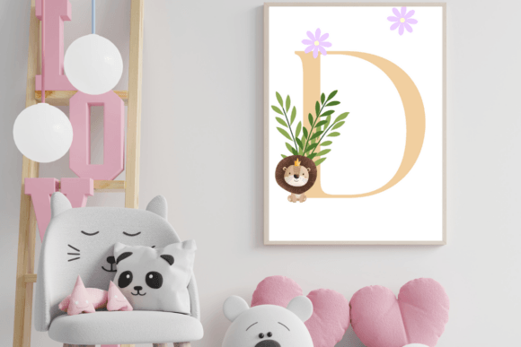 Decorative Letter D with Animal Wall Art: A Whimsical Addition to Any Nursery