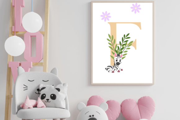 Decorative Letter F with Animal Wall Art