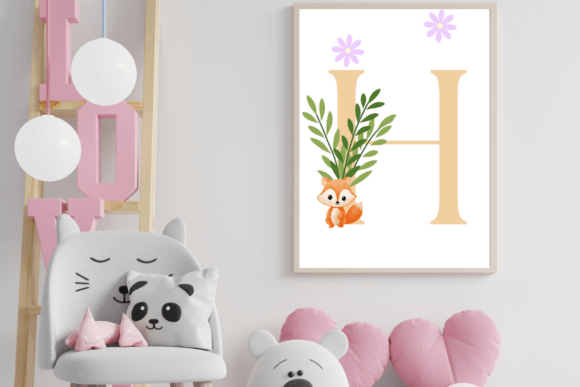 Decorative Letter H with Animal Wall Art