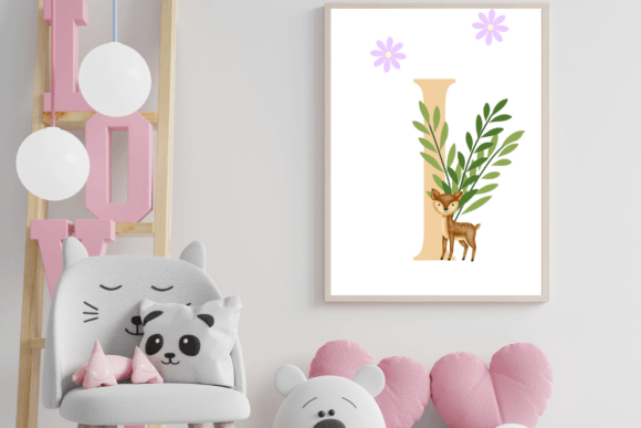 Decorative Letter I with Animal Wall Art