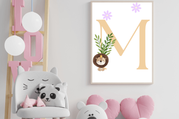 Decorative Letter M with Animal Wall Art