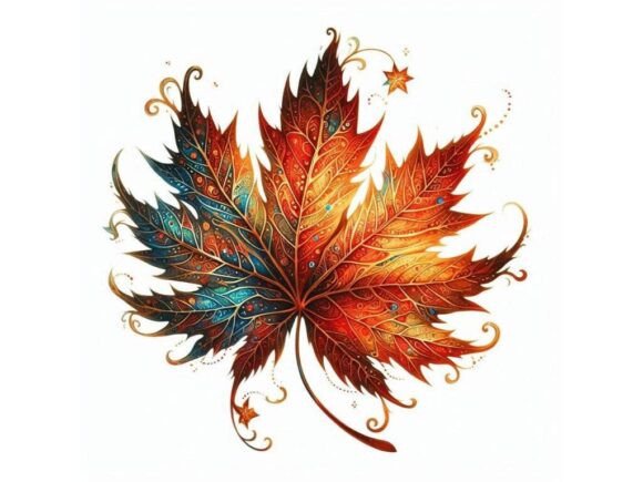 Decorative Maple Leaf with Glowing Highlight: A Versatile Digital Asset for Creative Workflows
