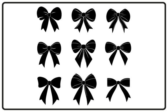 Decorative Ribbon Bows Silhouette Black