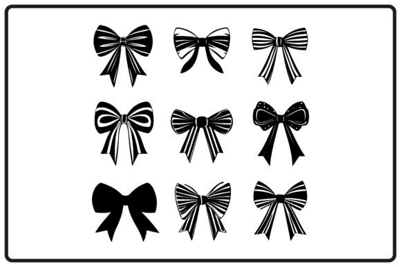 Decorative Ribbon Bows Silhouettes Black