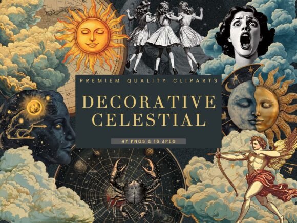 Enhance Your Creative Projects with the Decorative Celestial Clipart Bundle
