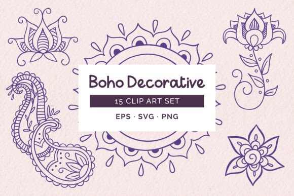 Hand-drawn Bohemian Decorative Elements: A Creative and Versatile Design Choice