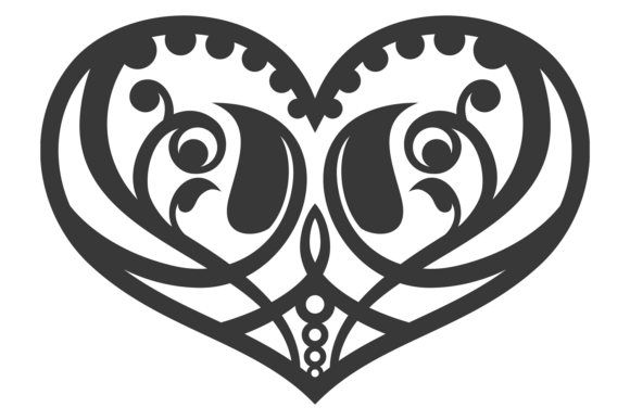 Heart Stencil. Black Romantic Decorative