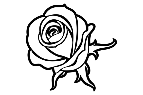 Rose Flower Black Line Icon: Elegant Design for Creative Use