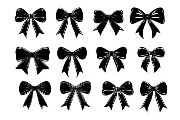 Set of Graphical Decorative Bows: Enhance Your Design Projects with Style and Flexibility